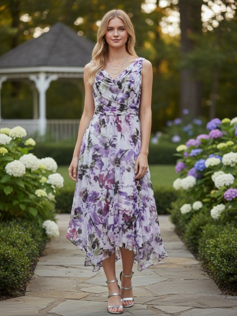 Simply Vera Vera Wang Floral High-Low Dress, Size Medium